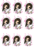 Braided Hair Chibi Girl Sticker