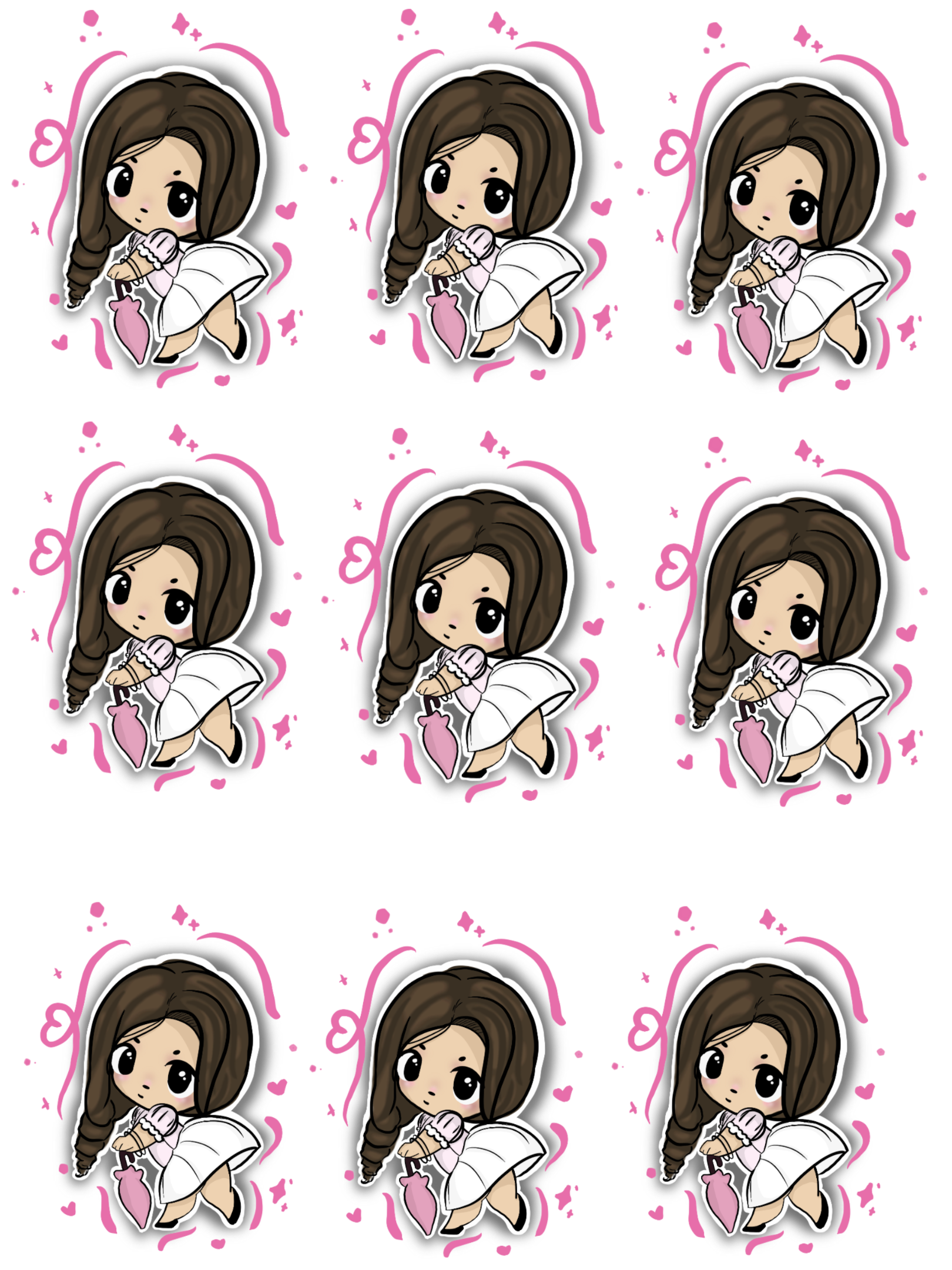 Braided Hair Chibi Girl Sticker