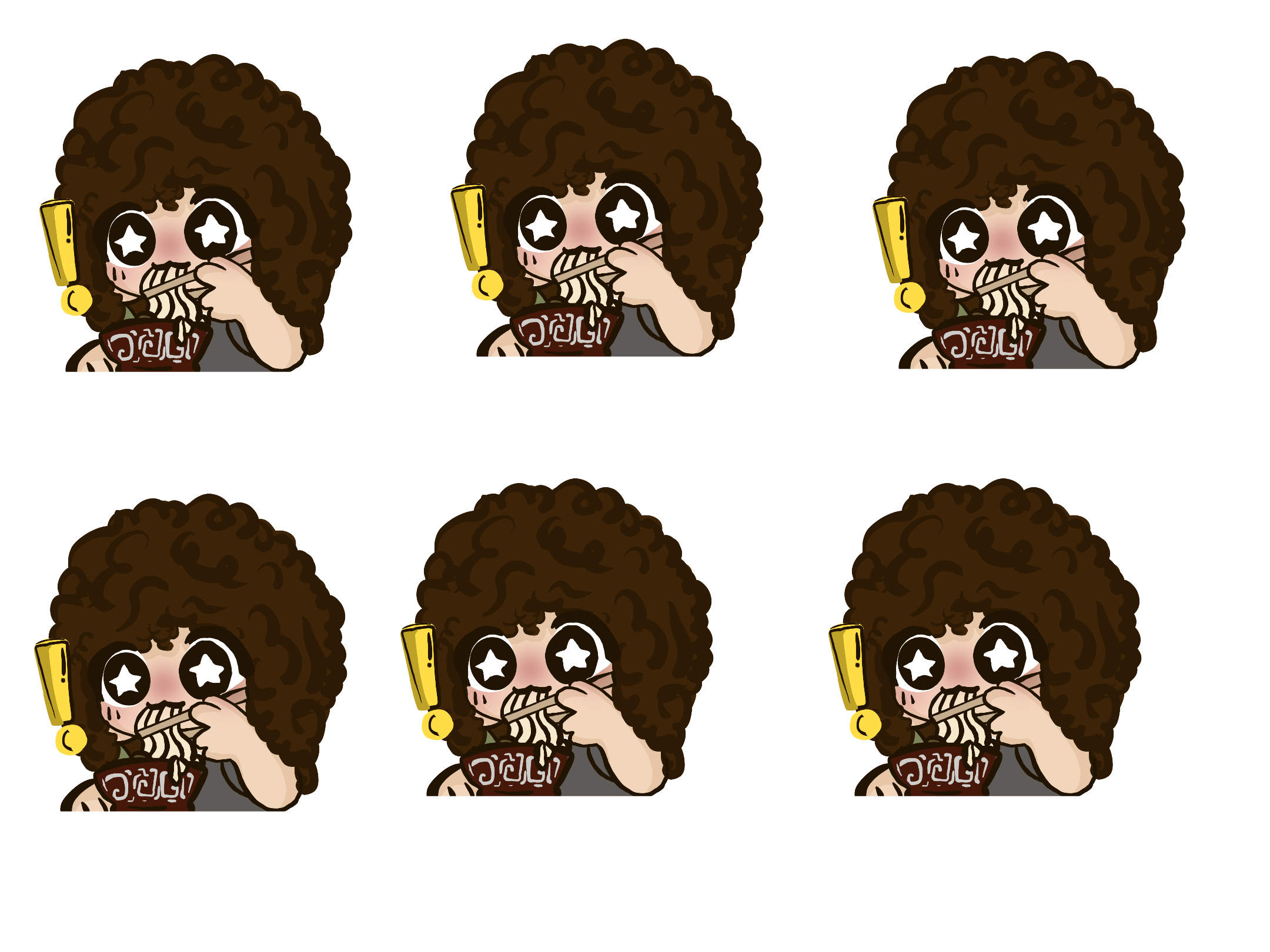 Curly Star Eyes Character Sticker